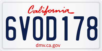 CA license plate 6VOD178