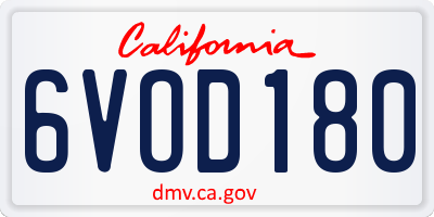 CA license plate 6VOD180