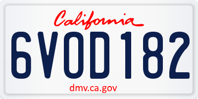 CA license plate 6VOD182
