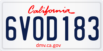 CA license plate 6VOD183
