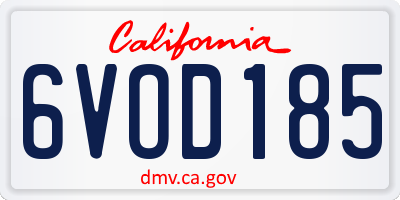 CA license plate 6VOD185