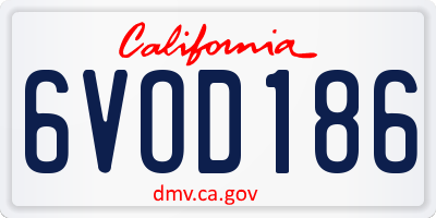 CA license plate 6VOD186