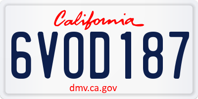 CA license plate 6VOD187