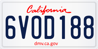 CA license plate 6VOD188