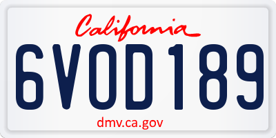 CA license plate 6VOD189