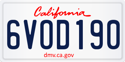 CA license plate 6VOD190