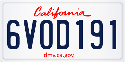 CA license plate 6VOD191