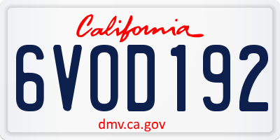 CA license plate 6VOD192