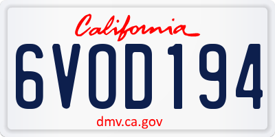 CA license plate 6VOD194