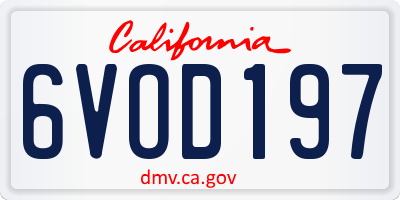 CA license plate 6VOD197