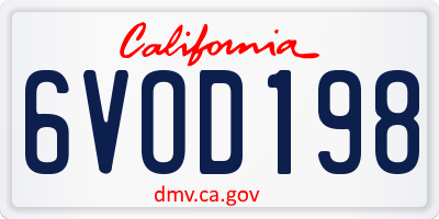 CA license plate 6VOD198