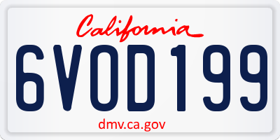 CA license plate 6VOD199