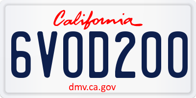 CA license plate 6VOD200
