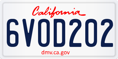 CA license plate 6VOD202