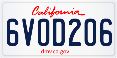 CA license plate 6VOD206