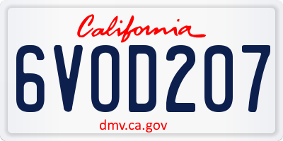 CA license plate 6VOD207