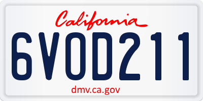 CA license plate 6VOD211