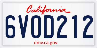 CA license plate 6VOD212
