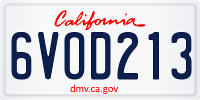 CA license plate 6VOD213