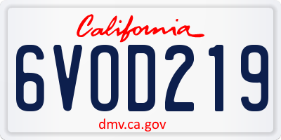 CA license plate 6VOD219