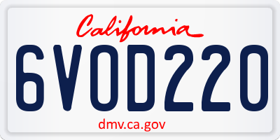 CA license plate 6VOD220