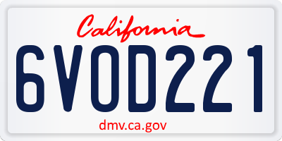 CA license plate 6VOD221