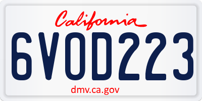 CA license plate 6VOD223
