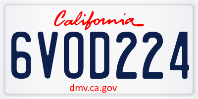 CA license plate 6VOD224