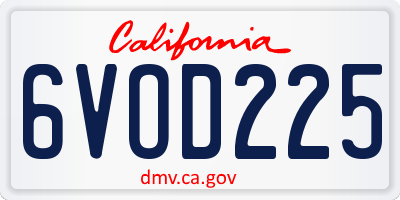 CA license plate 6VOD225