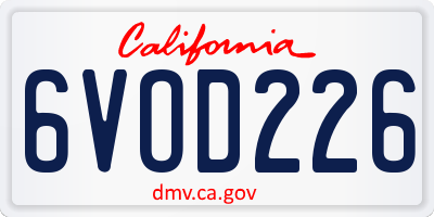 CA license plate 6VOD226