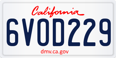 CA license plate 6VOD229