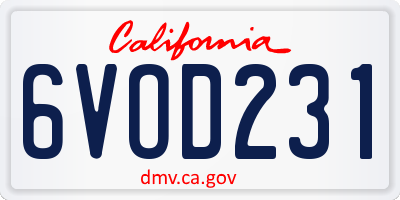 CA license plate 6VOD231