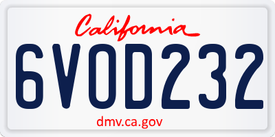 CA license plate 6VOD232