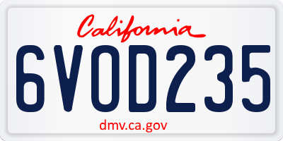 CA license plate 6VOD235