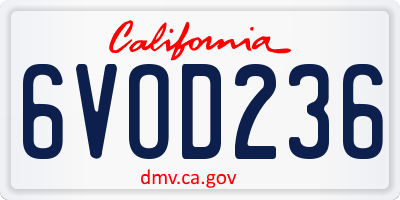 CA license plate 6VOD236