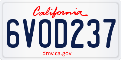 CA license plate 6VOD237