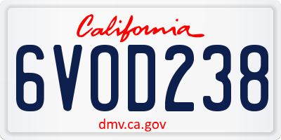 CA license plate 6VOD238