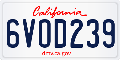 CA license plate 6VOD239