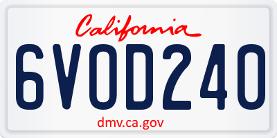 CA license plate 6VOD240