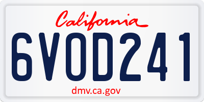 CA license plate 6VOD241