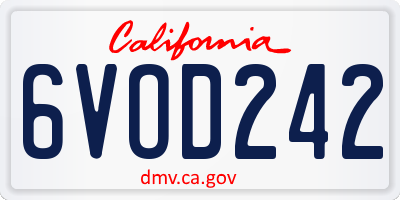 CA license plate 6VOD242