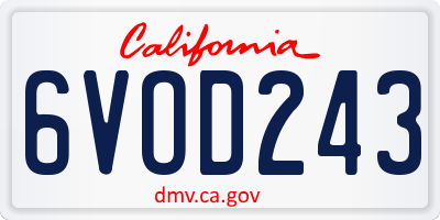 CA license plate 6VOD243