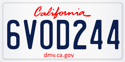 CA license plate 6VOD244
