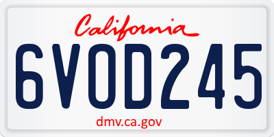 CA license plate 6VOD245