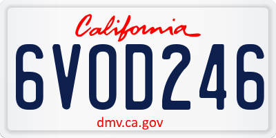 CA license plate 6VOD246
