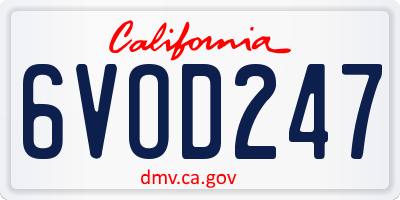 CA license plate 6VOD247