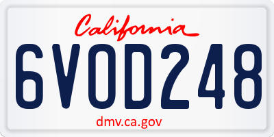 CA license plate 6VOD248