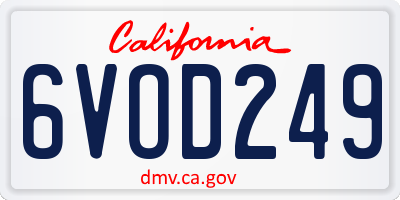 CA license plate 6VOD249