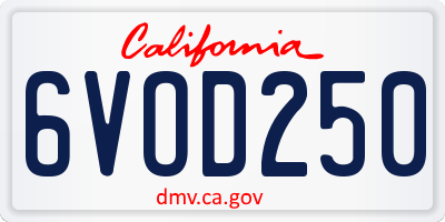 CA license plate 6VOD250