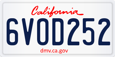 CA license plate 6VOD252